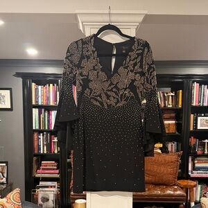 Aqua Black gold beaded dress